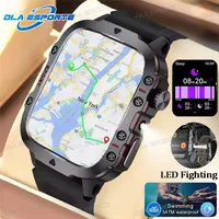 Rugged Sports Smart Watch Men Women Bluetooth Call Colorful Waterproof Military GPS Smartwatches with Flashlight For Android iOS