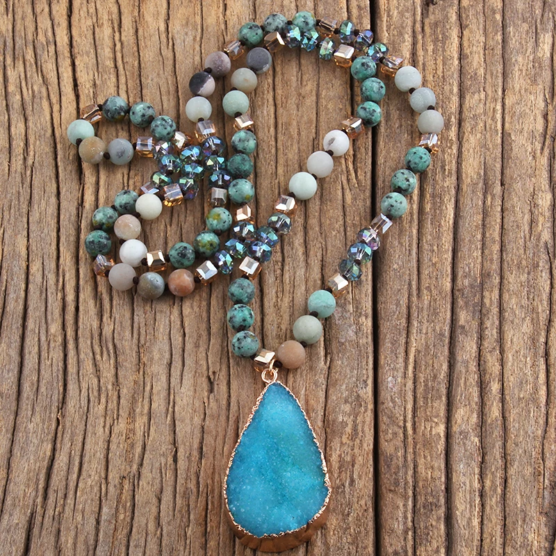 RH Fashion Bohemian Jewelry Accessory 8mm Stones Knotted Crystal