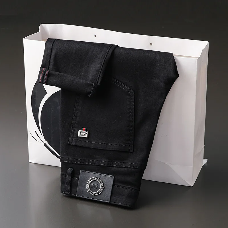 Business Men's Jeans All-Match Fashion Men's White Trousers Stretch Casual All-Match Black Pants Men