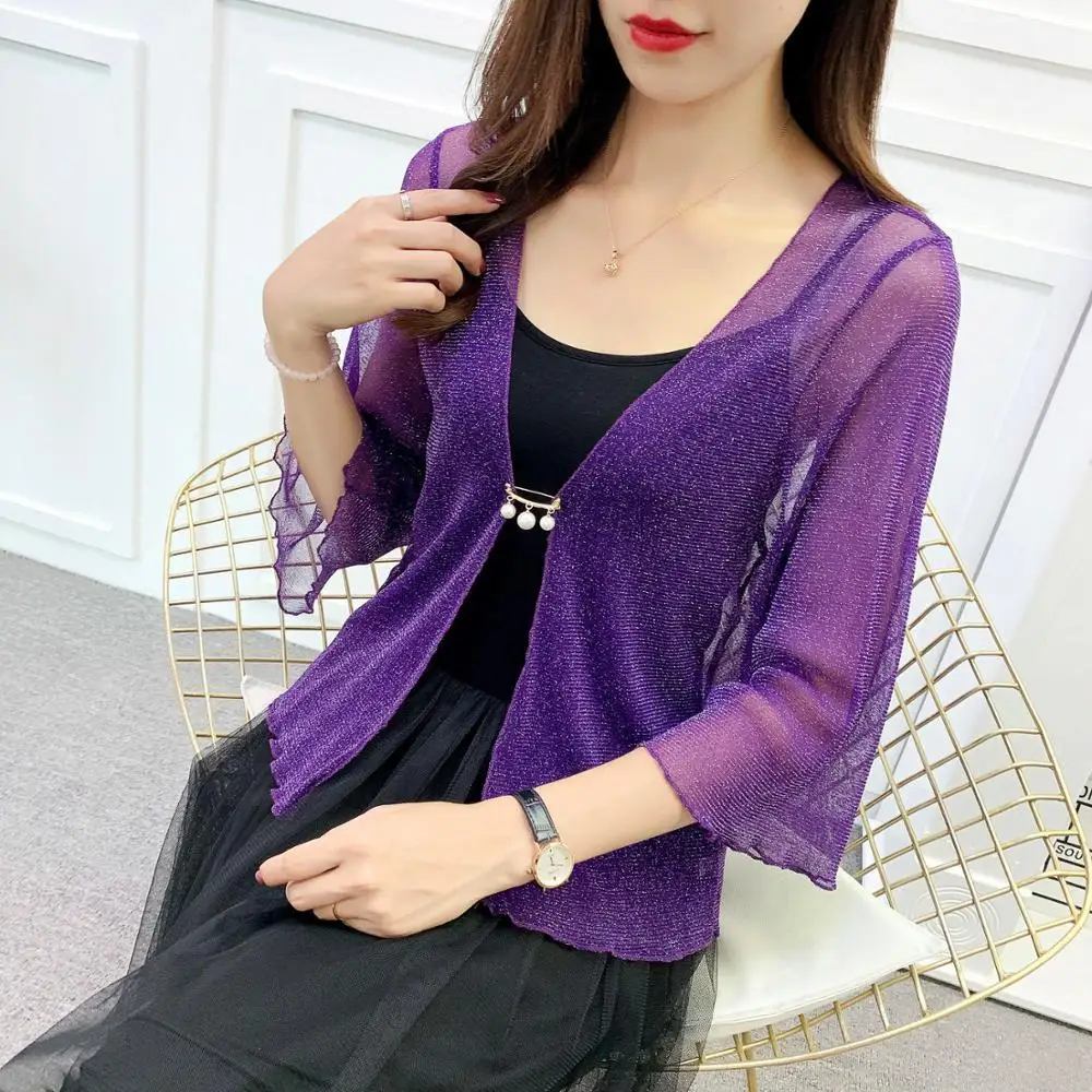 Purple Black Pink Summer Bolero Women Shrugs Shawls For Ladies Lace Bolero Cardigan Wedding Jacket