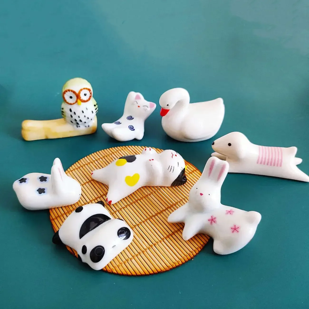 4 Regolabacchette A Forma Di Panda In Ceramica - Portaposate Creativi Per Cucina, Ristorante O Idea Regalo - 5