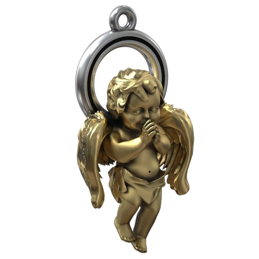 

4g Pray Cupid Gold Nimbus Gold Women Pendant 925 Solid Sterling Silver Pendant