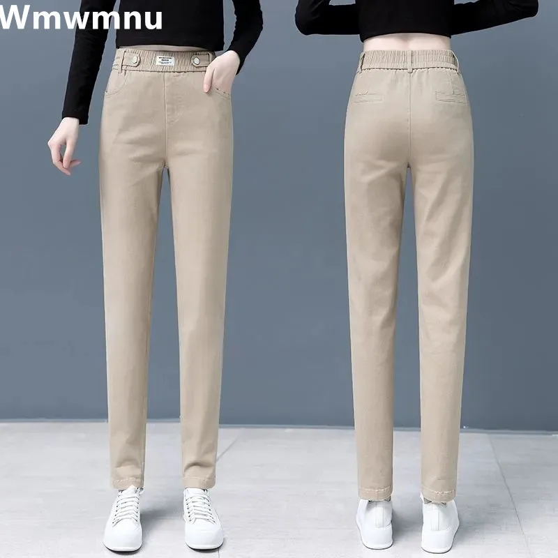 

High Waist Pencil Pants Streetwear Women Cotton Pantalones Casual Harem Trouser Korean Oversized Slim Ankle-length Pantalon De