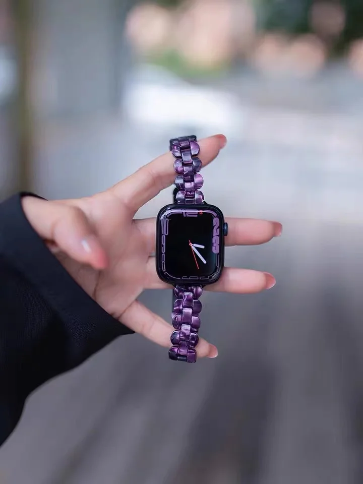 Slim Resin Strap For Apple Watch Band 45mm 41mm 44mm 40mm 42mm 38mm Women Bracelet Wristband Correa For iWatch 8 7 6 5 4 SE Belt