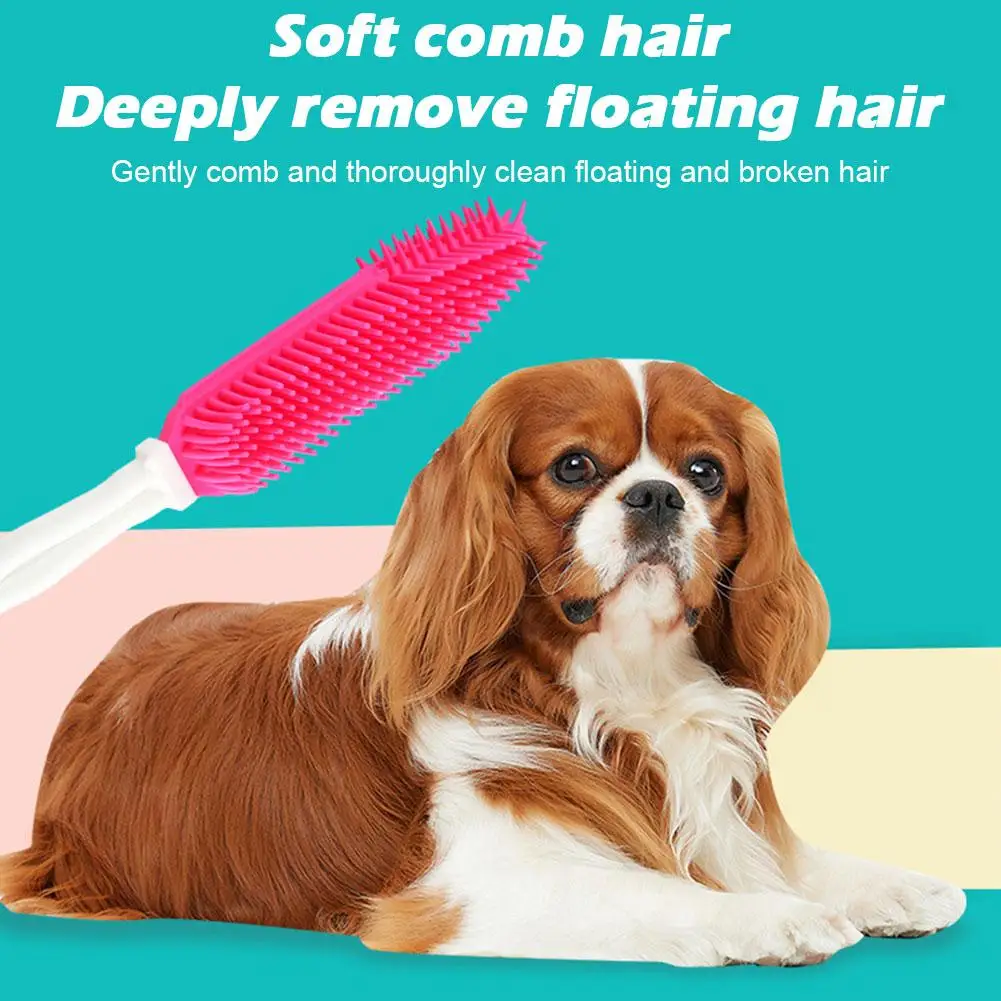 

Pet Bath Brush Long Hair Pet Brush Long Handle Pet Bathing Brush With Soft Rubber Bristles For Comfortable Grooming Massage M9R4