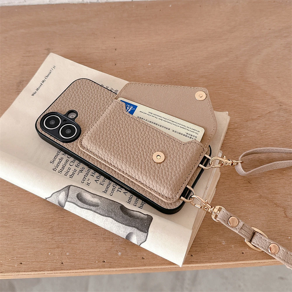 Custodia a portafoglio a tracolla per iphone con porta carte_voghion.com