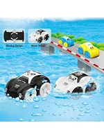 Children Bath Water Playing Toys ABS Clockwork Car Cartoon Vehicle Baby Bath Toy Kids Gift Amphibious Cars Bathroom Floating Toy 2