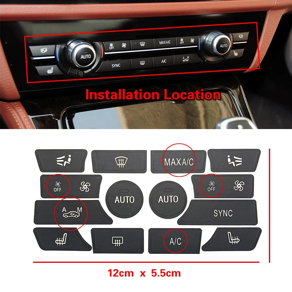 BMW 5 5GT 6 7 시리즈 X5 X6 F01 F02 F06 F07 F10 F11 F12 F13 F15 F16 F18 자동차 공기 기후 AC 스위치 버튼 수리 데칼 스티커