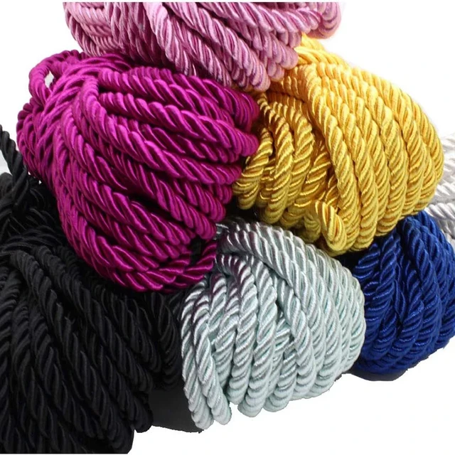 5/10M Silk Rope 3-Ply Braided Cord 5mm Twisted Cord Rope Polyester