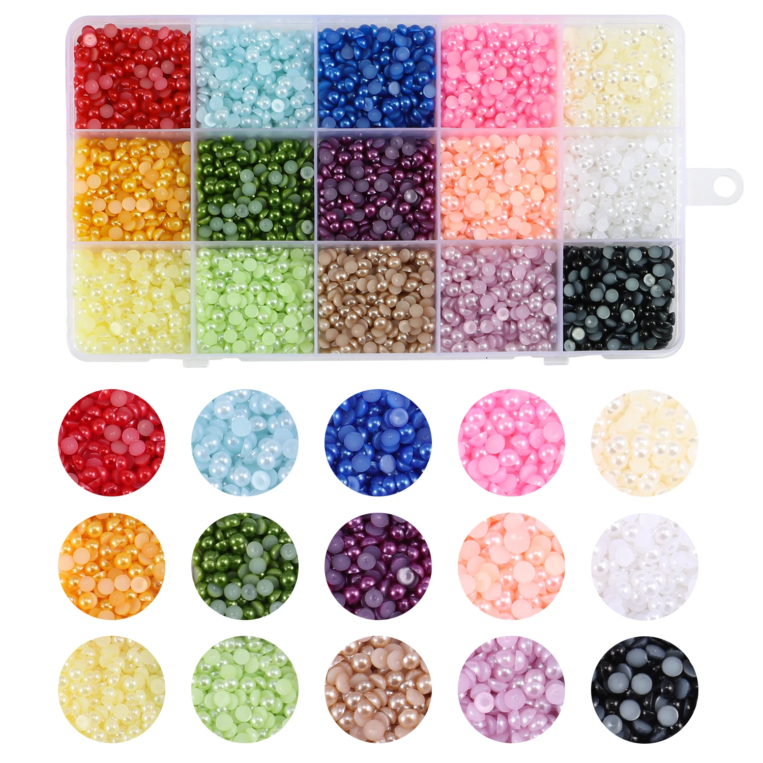

3-6mm ABS Half Round Pearl Bead Set Flatback Imitation Pearls Nail Rhinestones for Nail Art Decor DIY Beauty Jewelry Accessories