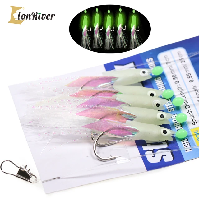 1Pack Fishing Bait Rigs Saltwater Fishing Rigs with Sharp String Hooks  Swivels Luminous Soft Shrimp Lure Fish Skin Tackle - AliExpress