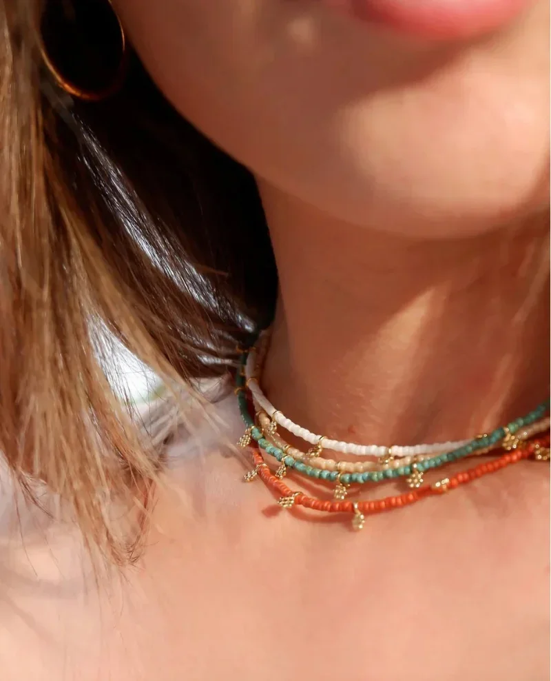 Elegant Beaded Flower Choker Necklace - Delicate Handmade Gift