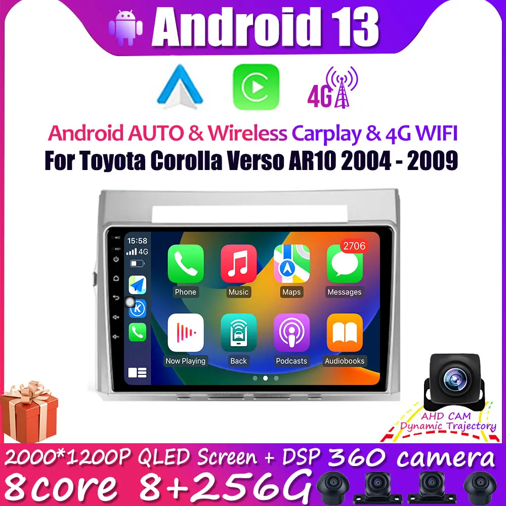 

Android 13.0 For Toyota Corolla Verso AR10 2004 - 2009 Car Radio Multimedia Video Player Navigation GPS No 2din 2 Din DVD BT 4G