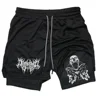 Y2K Performance Shorts Men Quick-drying Fitness Skull Print Double Layer Shorts Workout Training Running Bodybuilding Sportwear 1
