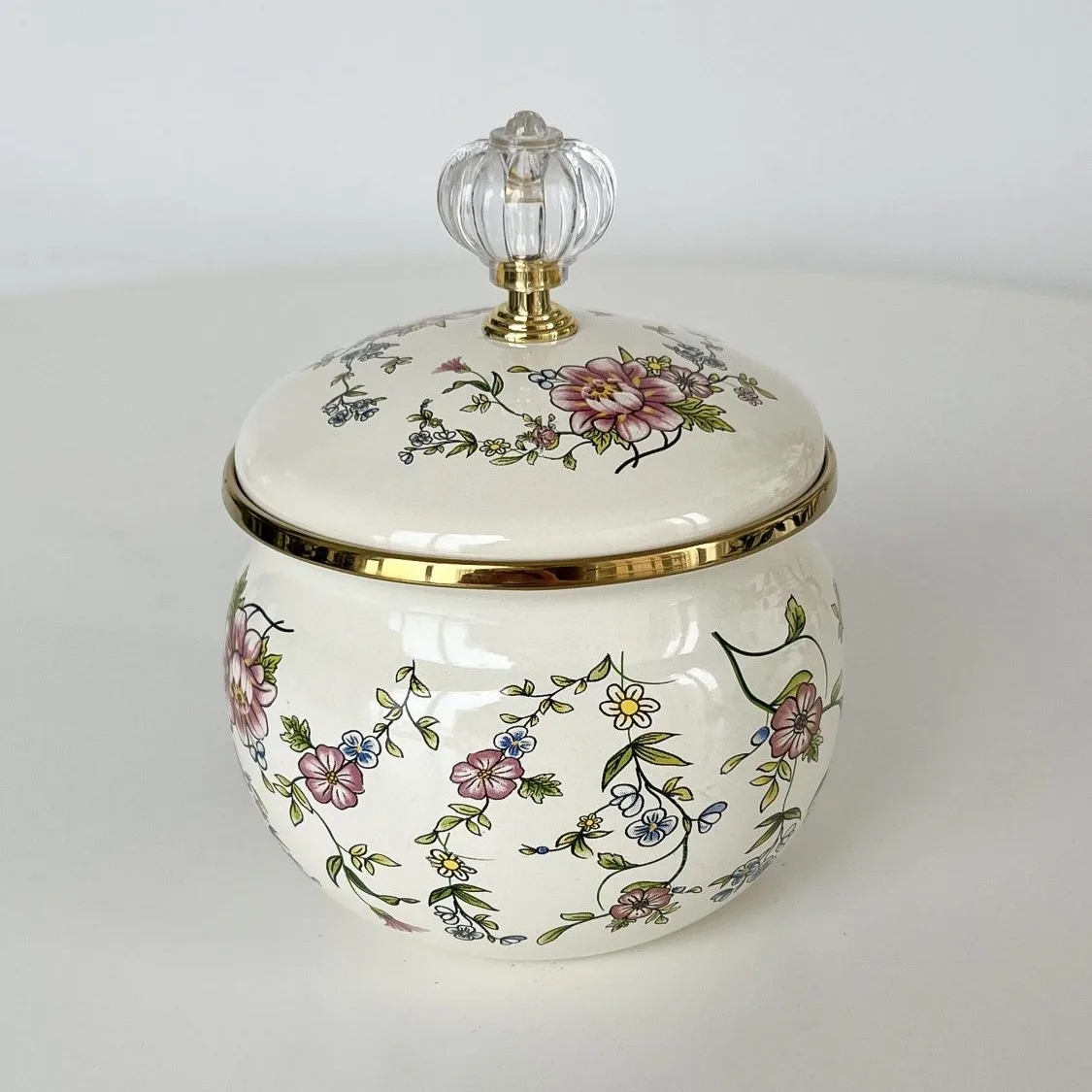 Home Kitchen Multifunctional Enamel Storage Jar Set of 3 9CM 400ml with Lid Salt Seasoning Tea Chili Oil Storage Pot