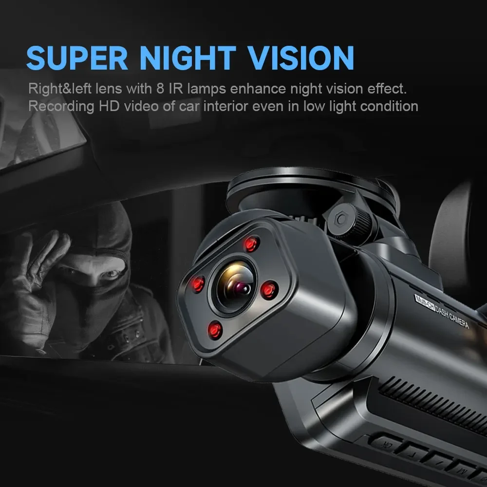 Car Camera Dash Cam Front and Rear Inside Cabin Dual Vehicle Dash Camera for Cars