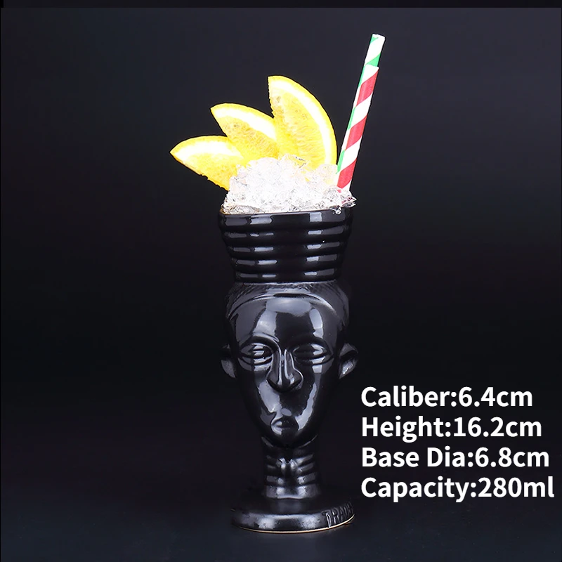 Hawaiian Ceramic Tiki Mug - Creative Cocktail Cup and Halloween Bar Gift