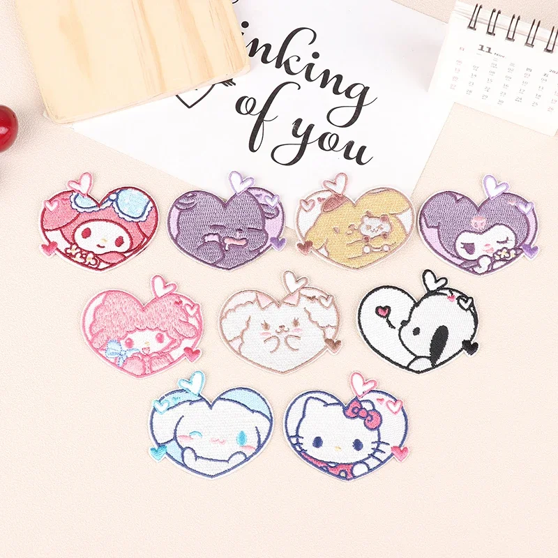 

Anime Figure Embroidered Patches Cinnamoroll Kuromi Melody Pochacco Cartoon Hook and Loop Embroidered Cloth Sticker Sewing