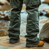 Corduroy Casual 2024 Autumn Retro Loose Tooling Pockets Elastic Windproof Design Trousers Cargo Pants Men 6