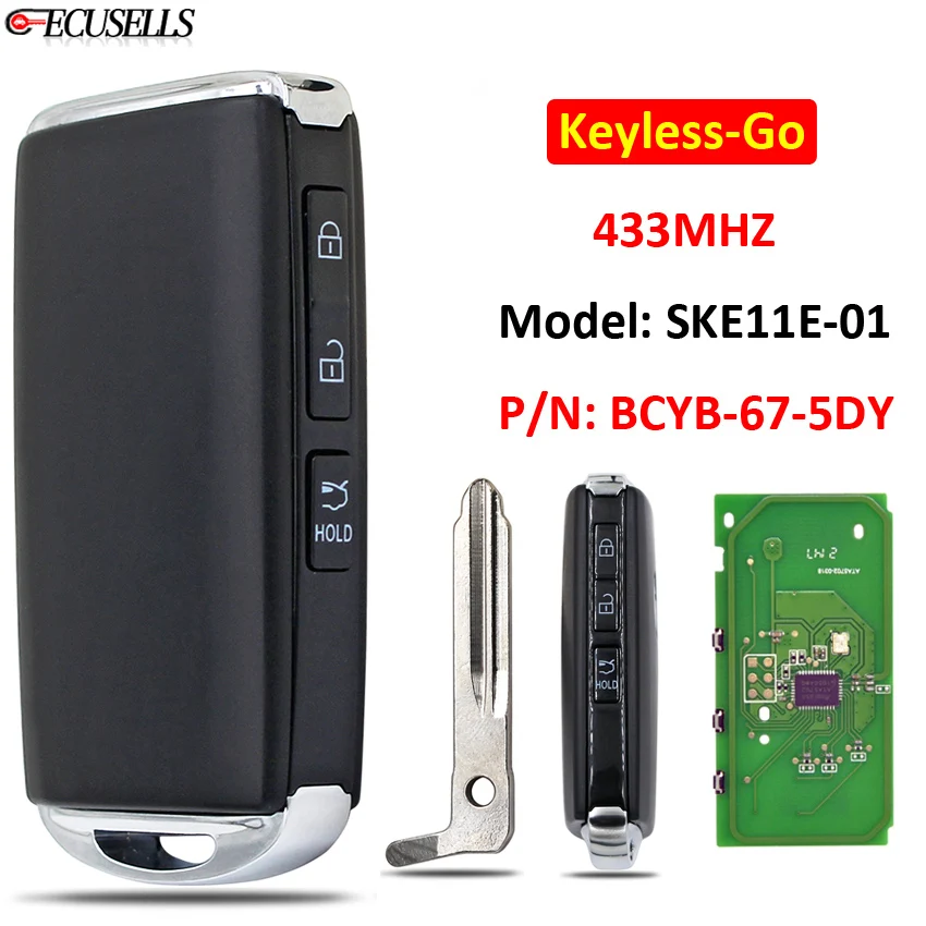3 Button Proximity Keyless Entry Go Smart Remote Key 433mhz For Mazda 3