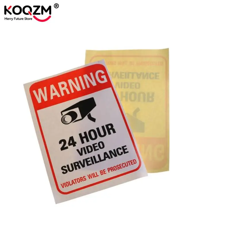 Wall Sticker 24H Video Camera System Warning Sign Wall Decal Surveillance Monitor Decal Public Area Security 5Pcs/lot