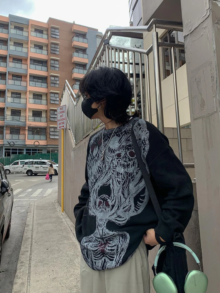 Unisex Gothic Retro Strickpullover Y2K Punk Vibes - true deals club