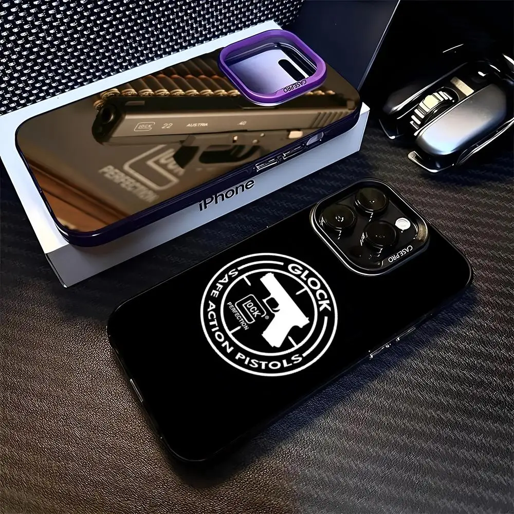 Glock Handgun Design Phone Case - Black & Silver Hard Shell Cover