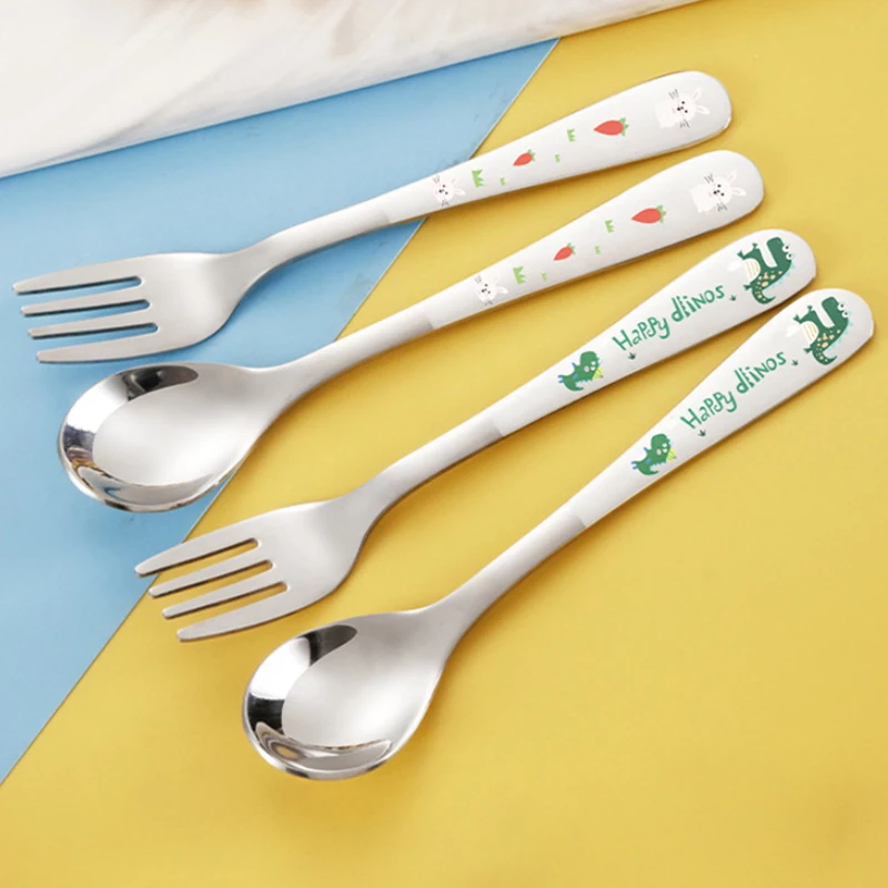 Children's Stainless Steel Spoon Cartoon Car Pot Spoon Soup Bun Home Kitchen Essential Cute Tableware Children's Fork