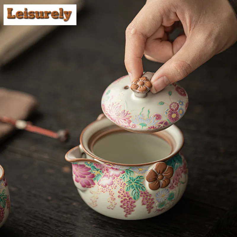200ml Lard Jelly Small Garden Handheld Teapot Handmade Tea Infuser Pot Tea Maker Kettle With Ball Hole Teaset Accessories Gift