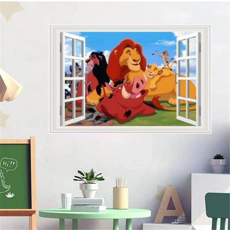 Cartoon Simba The Lion King Wall Stickers For Kids Room Decoration Home Bedroom Decor Movie Mural Wall Art Decalcomanie