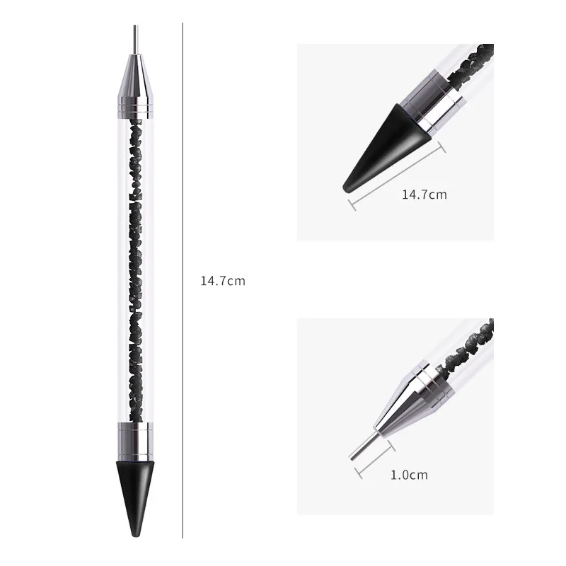 1PC Dual Heads Acrylic Metal Dotting Wax Pen Rhinestones Gem Picker Crystal Picking Nail Art Studs Dotter DIY Point Drill Tools 3