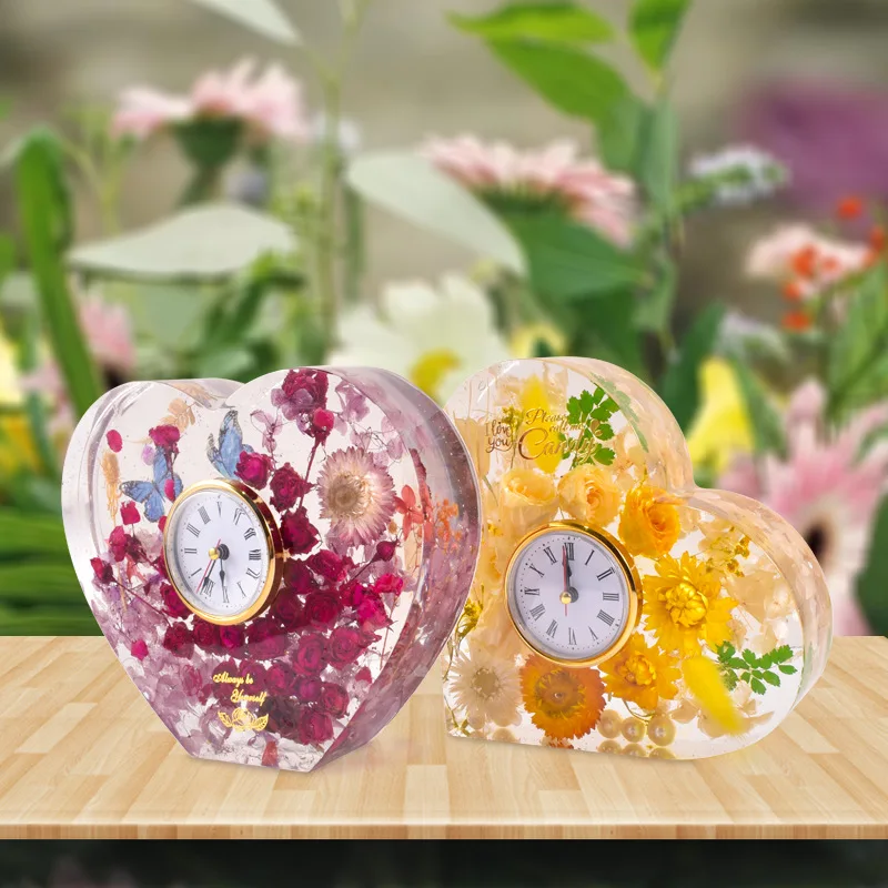 Hexagon Arch Heart Shape Clock Ornament Silicone Mold Geometric Bookend Crystal Epoxy Resin Mould DIY Home Table Decoration
