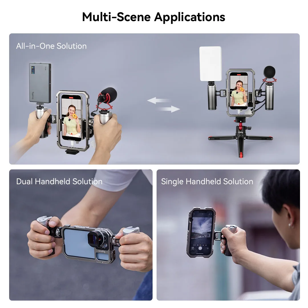 Punho Lateral Smallrig com Registro Iniciar e Parar Controle Remoto sem Fio Sapata Fria para Smartphone Equipamento de Vídeo Gaiola w Roscas - Image 6
