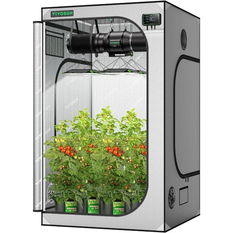 

VIVOSUN G448 48"x48"x80" Grow Tent, 4x4 FT Advanced Gray Grow Tent with 22mm Thickened Poles, Observation Window and Floor Tray