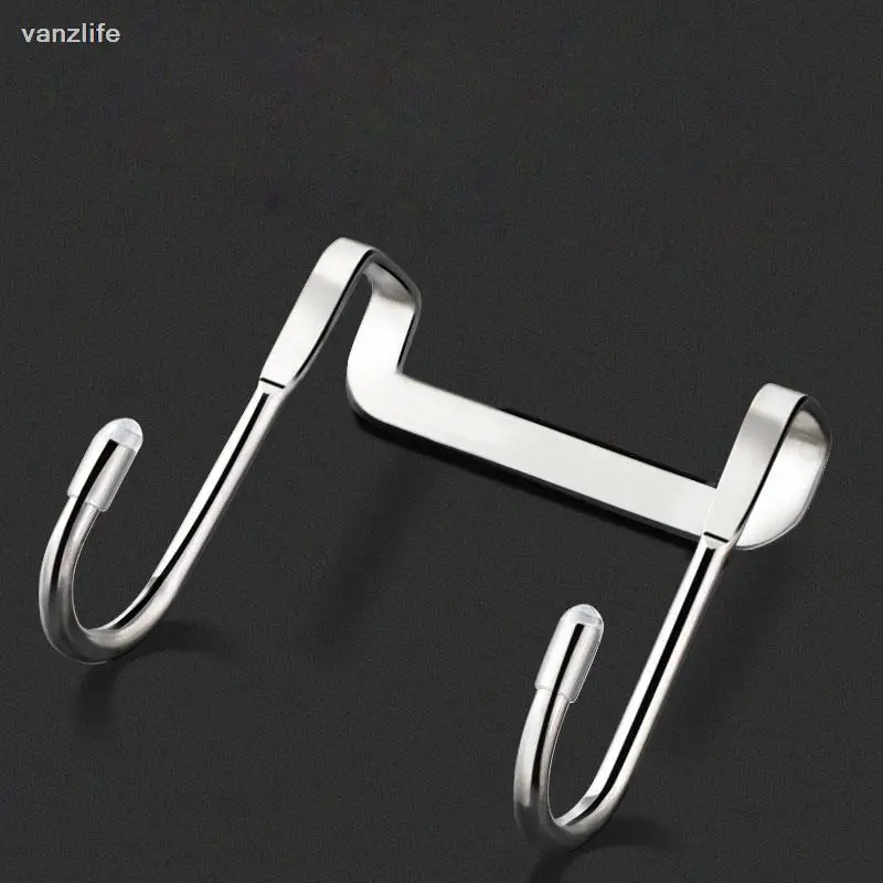 Vanzlife Stainless Steel Free punching Cabinet Door back hooks no trace S-type door hanger coat cowel double small hooks
