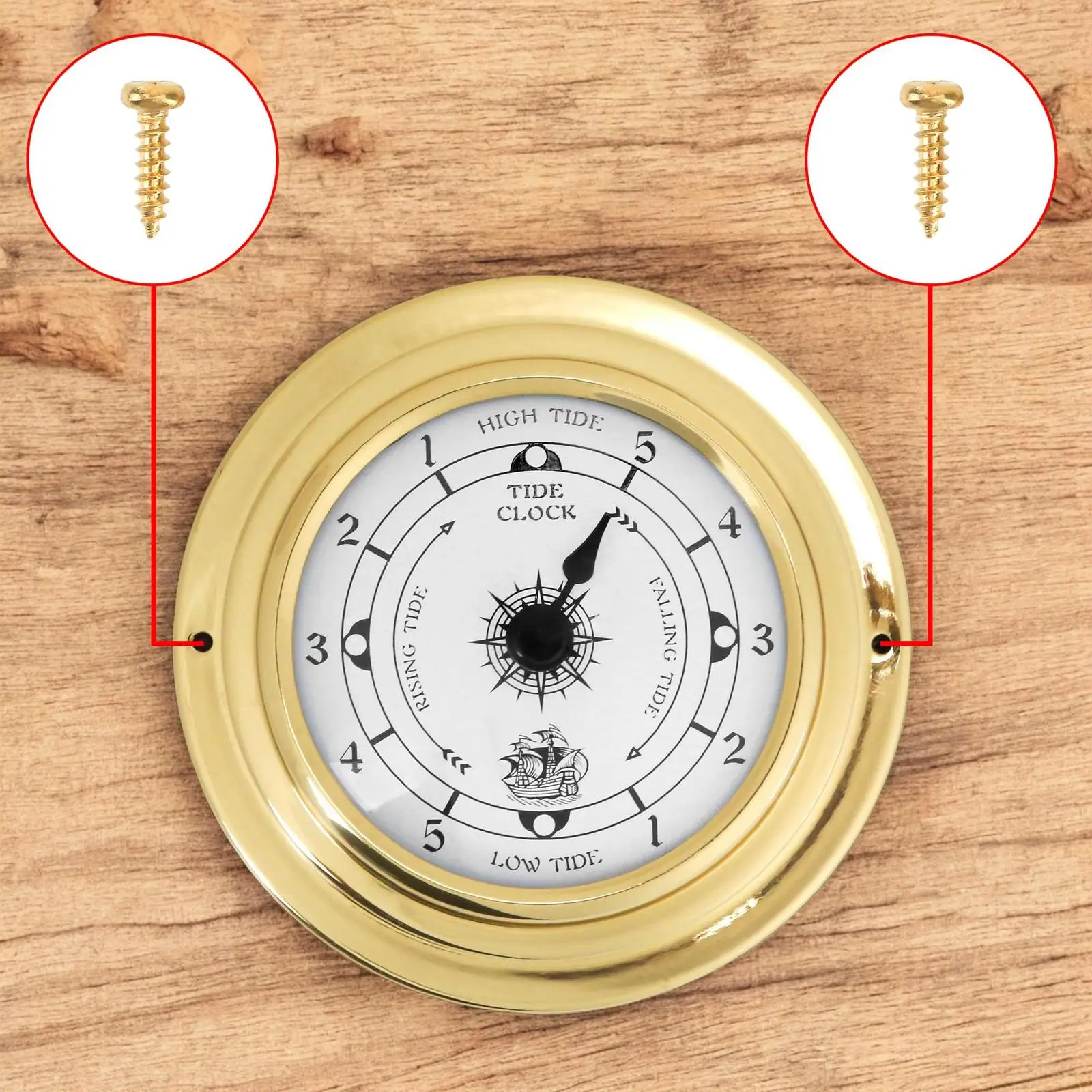 Orologio di Marea 98mm Design Vintage Strumento Nautico da Parete per la Marea Bassa - immagine 3