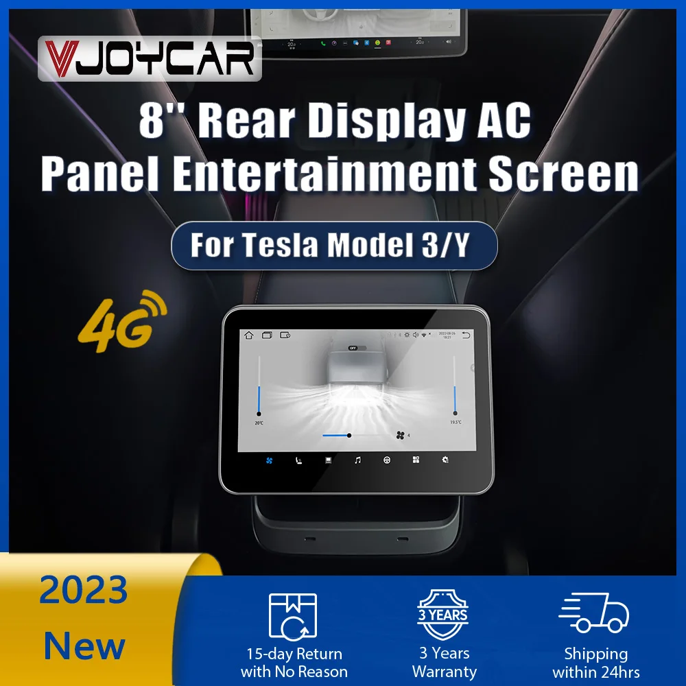 

4G 8'' Rear Display IPS Screen for Tesla Model 3 Y Accessories AC Control Multimedia Entertainment Player CarPlay Android Auto