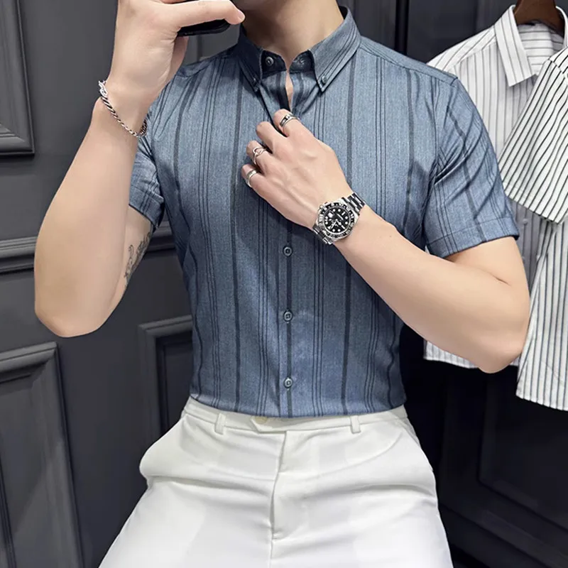 

Brand Clothing Men's Summer Casual Short-sleeved Shirts/Male Slim Fit Fashion High Quality Office Dress Shirt Plus Size M-5XL