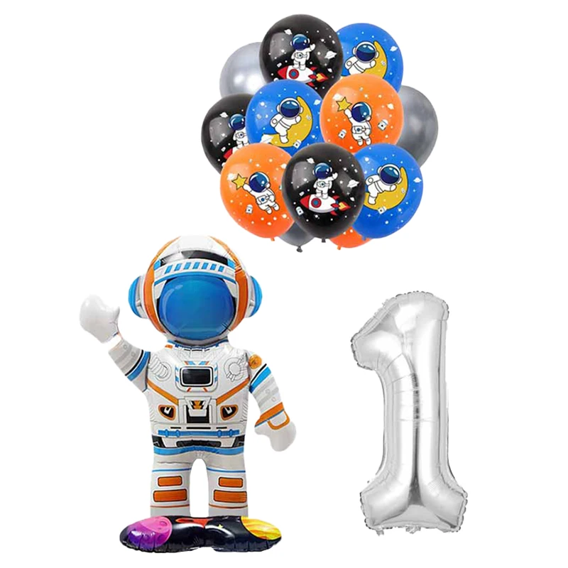 Weltraum-Astronaut Geburtstags-Dekorations-Set Tischgeschirr Tassen Teller Servietten Luftballons Geschenktüten Papa-Kreis für Kinder Jungen Party-Zubehör – Detail 32