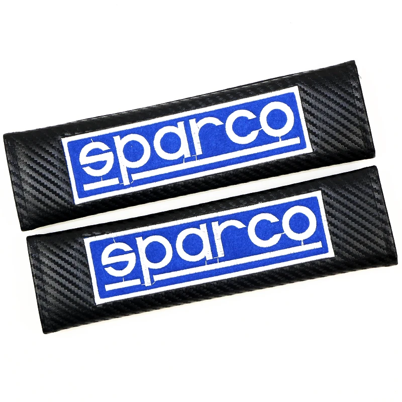 Funda de cinturón de seguridad de fibra de carbono para coche, almohadillas de protección para Sparco, accesorios de estilo, 2 piezas