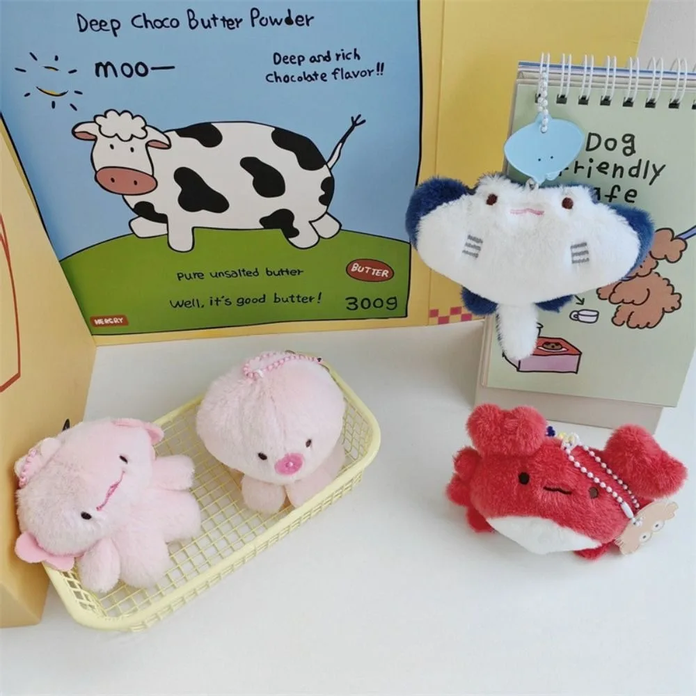 Funny Marine Organisms Key Chain Crab Octopus Doll Keychain Stuffed Soft Funny Fish Pendant Couple