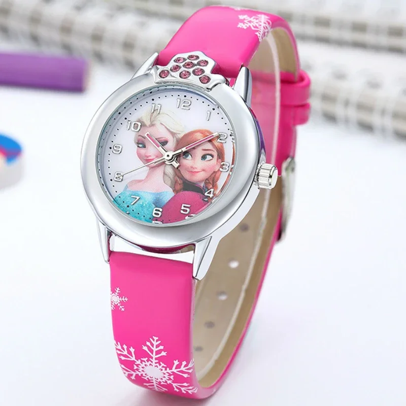 Disney Elsa Princess Kids Watch – Leather Strap Cartoon Wristwatch 1