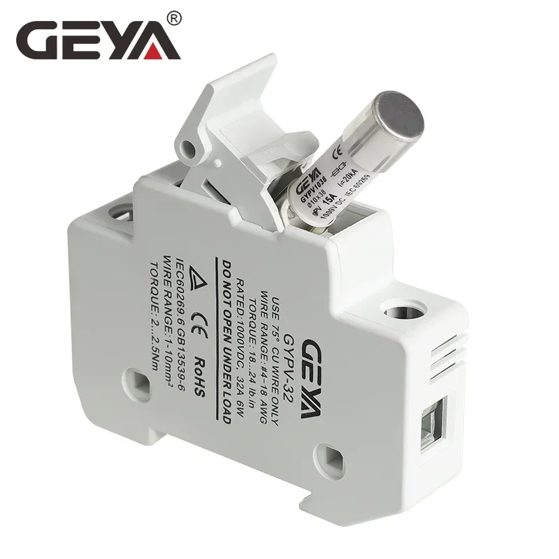 Glass Tube Fuses 10PCS GEYA Solar DC 1000V PV Fuses Links 10A-30A High Voltage for Solar System Protection Size 10*38mm