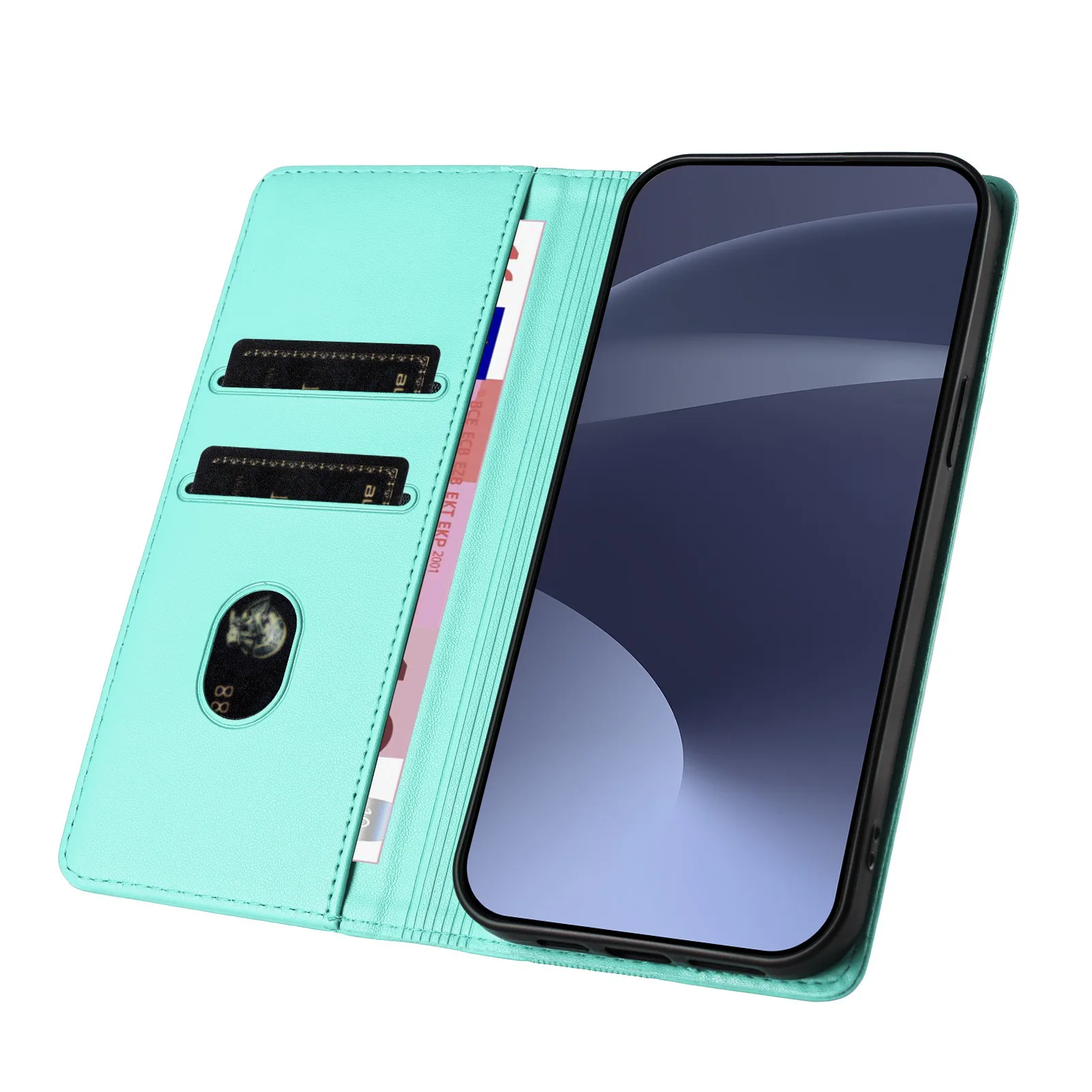 Magnetic Flip Phone Case with Card Slot Wallet and Embossed Design
