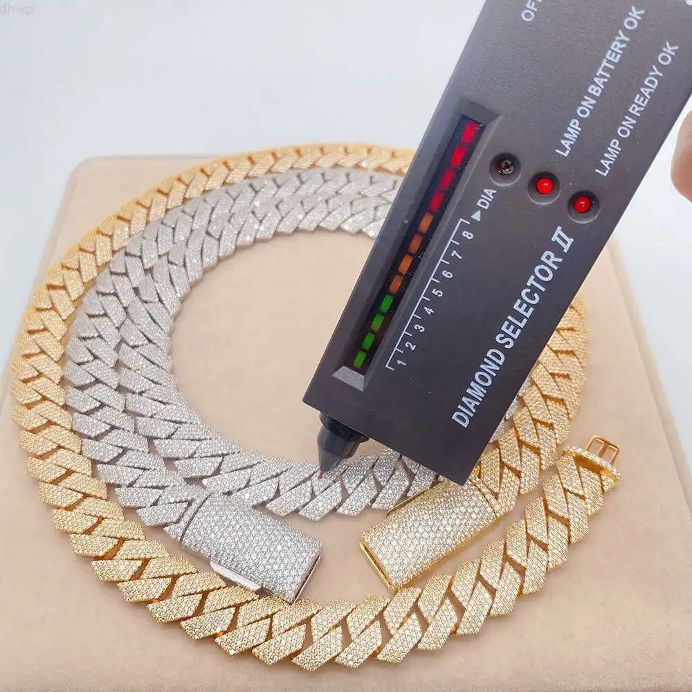 

15mm 18mm 20mm Bussdown Luxury Pass Diamond Tester Gra Moissanite Hip Hop Miami Cuban Link Necklace for Men