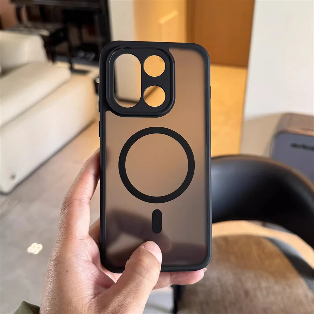 Matte Translucent Magnetic Shockproof Wireless Charging Cover