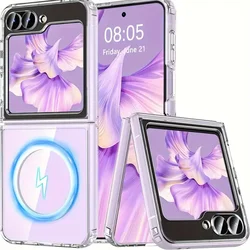 Magnetic Transparent Case: Durable, Air - Cushioned, Wireless Charging Compatible for Acrylic (Galaxy Z Flip 6)