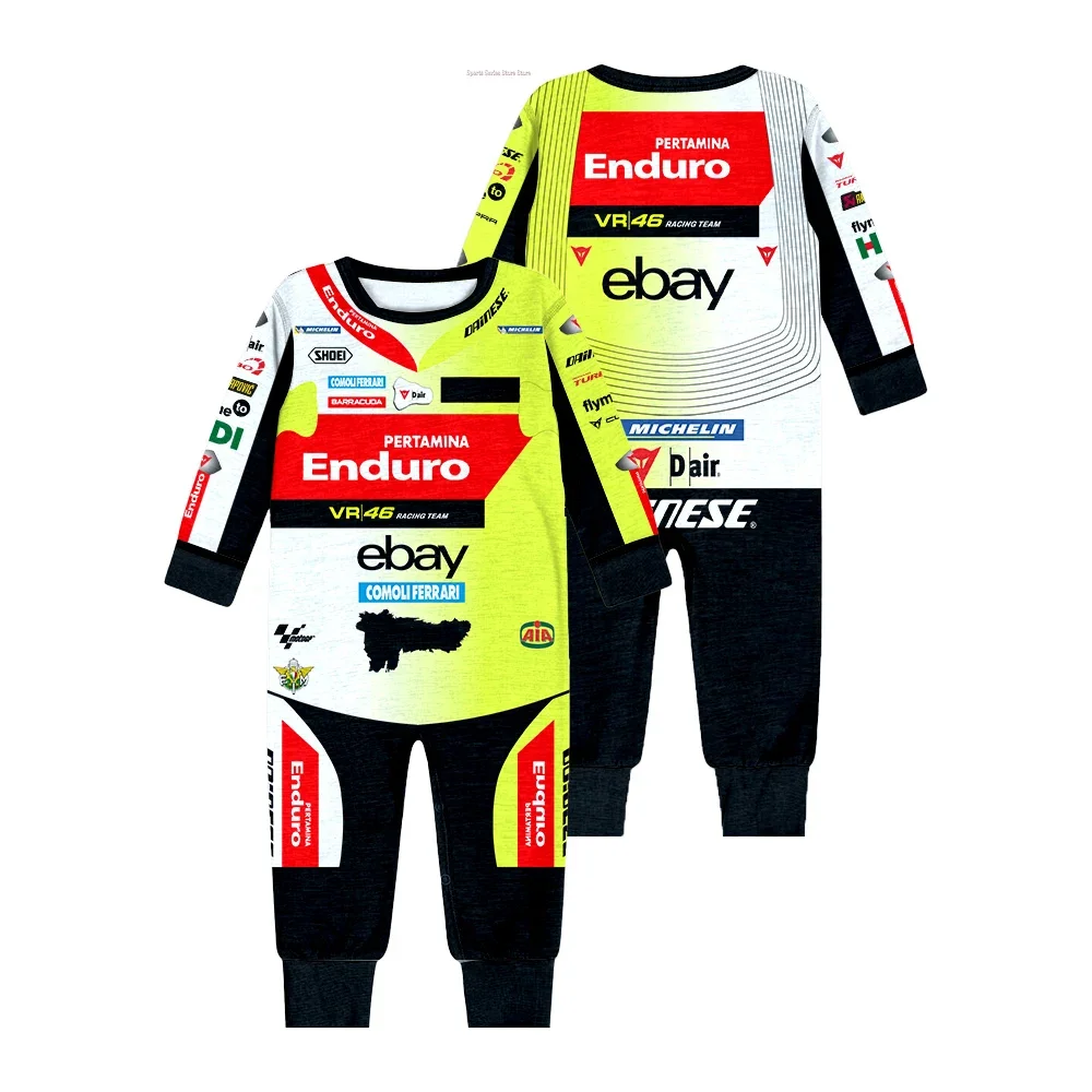 Newborn Pure Cotton Clothing Hot Selling Autumn and Winter MOTO GP VR-46 Team 2024 New Cycling One-piece Baby Boys Sumpsuit 2
