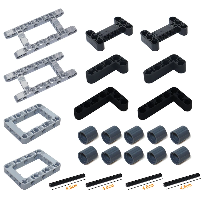MOC Technische Ziegel Getriebe Kreuz Achsen Rack Set Bausteine Zubehör Groß Mehrere Größen High-Tech Lernspielzeug – Detail 19