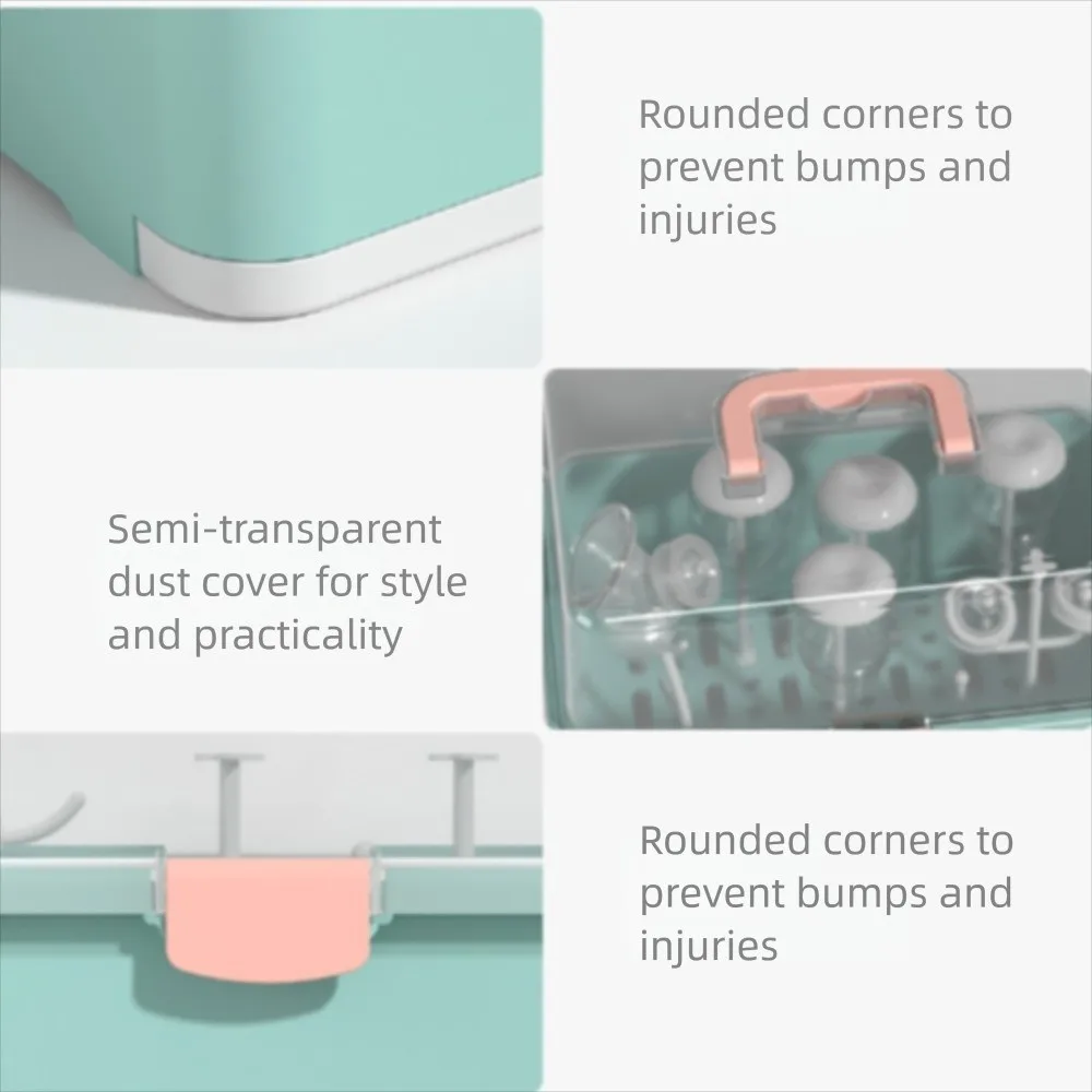 Large Capacity Baby Bottle Holder Portable Anti-Dust Nursing Bottle Drying Rack Nipple Dryer with Lid Cover